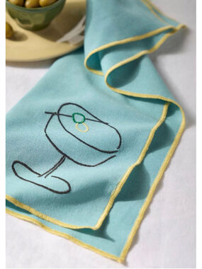 NWT Anthropologie Phthalo Ruth Embroidered Martini Napkins - Set of 2